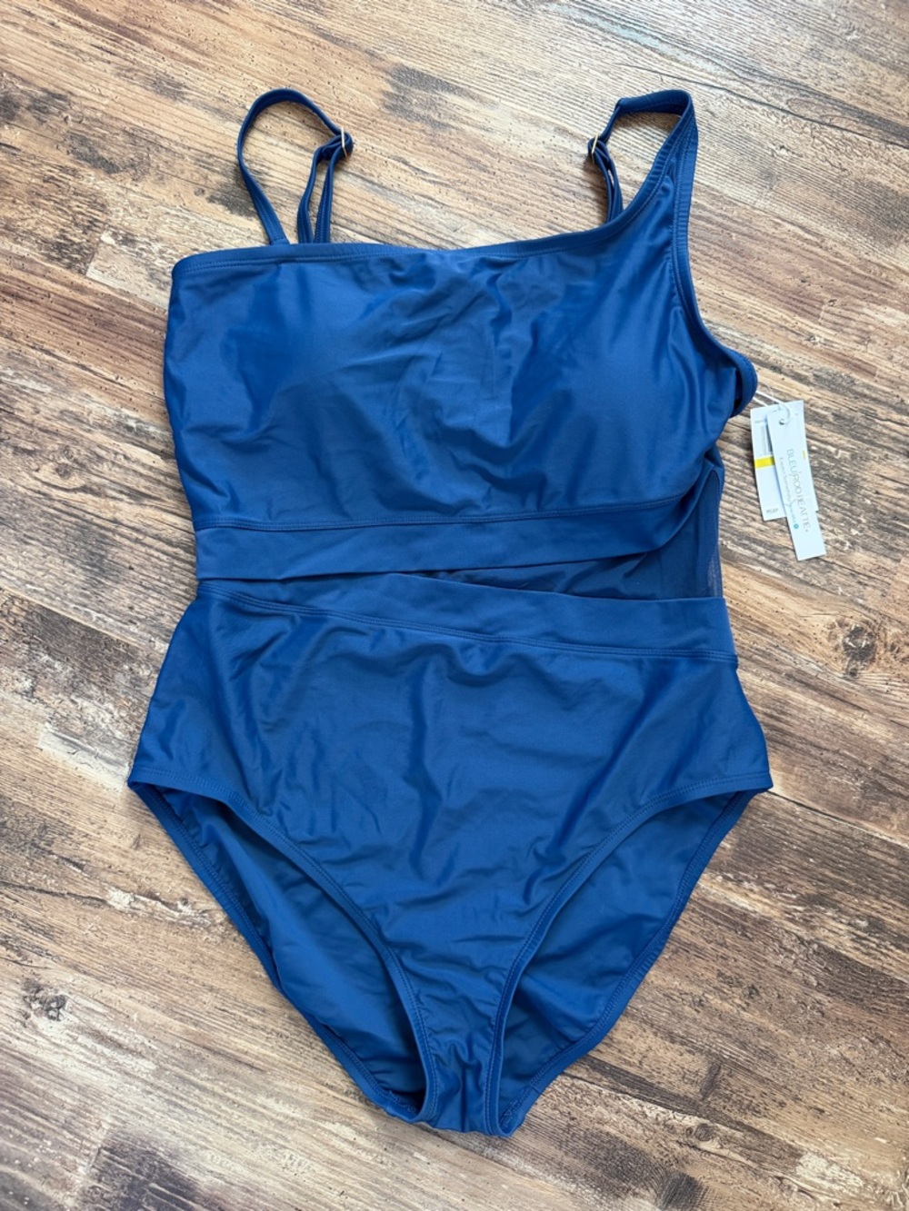 Bleu Rod Beattie Don't Mesh With Me Navy One Shoulder One Piece
